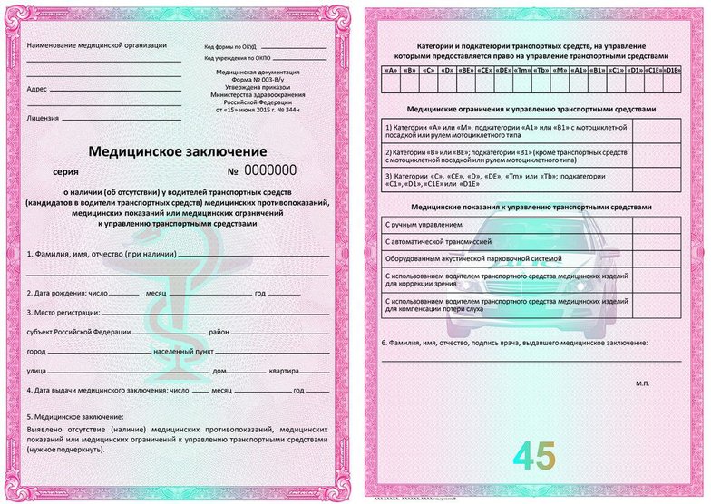 Медицинская справка для замены водительского удостоверения в Москве